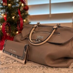 G by Guess Beige Satchel and Wallet Set